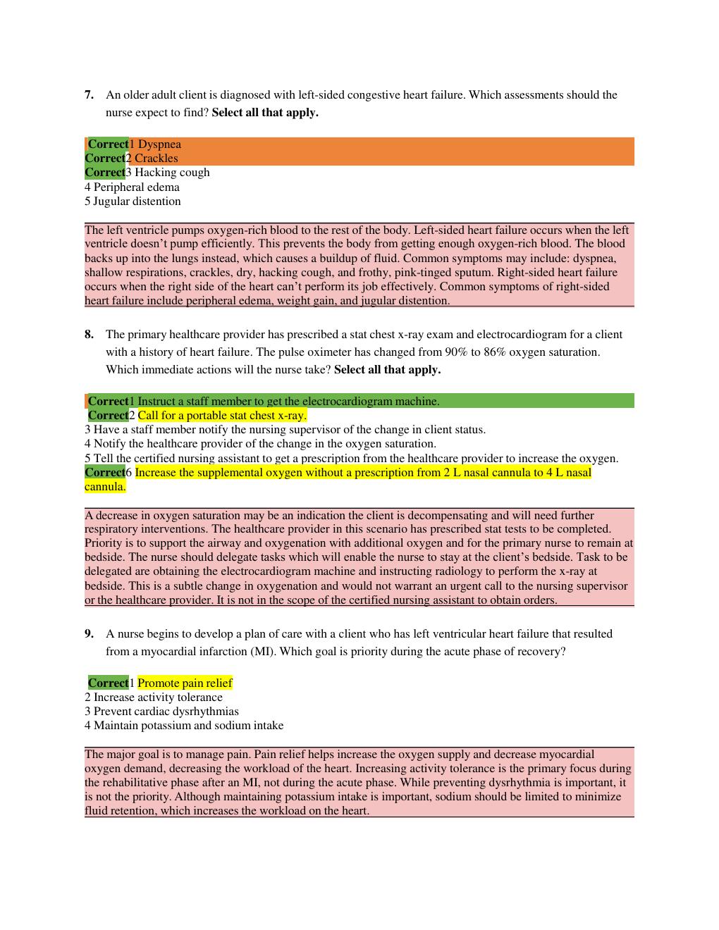 Preview page 3 of Multi-System (heart/vent) EXAM 2023-2024 ACCURATE SUMMER FALL EXAM GENUINE EXAM