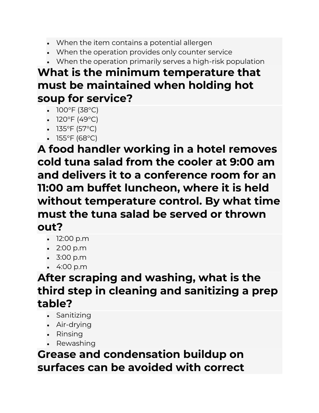 Preview page 3 of ServSafe Food Handler Practice Test 2 Questions and Answers 2023