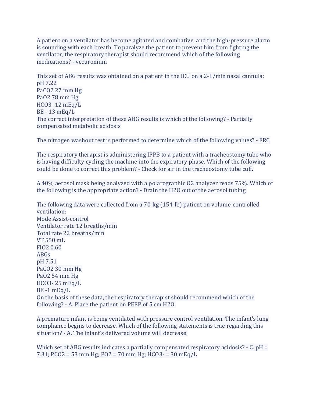 Preview page 2 of Respiratory Care Practice Exam Already Passed