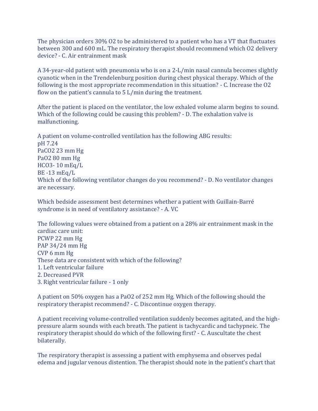 Preview page 3 of Respiratory Care Practice Exam Already Passed