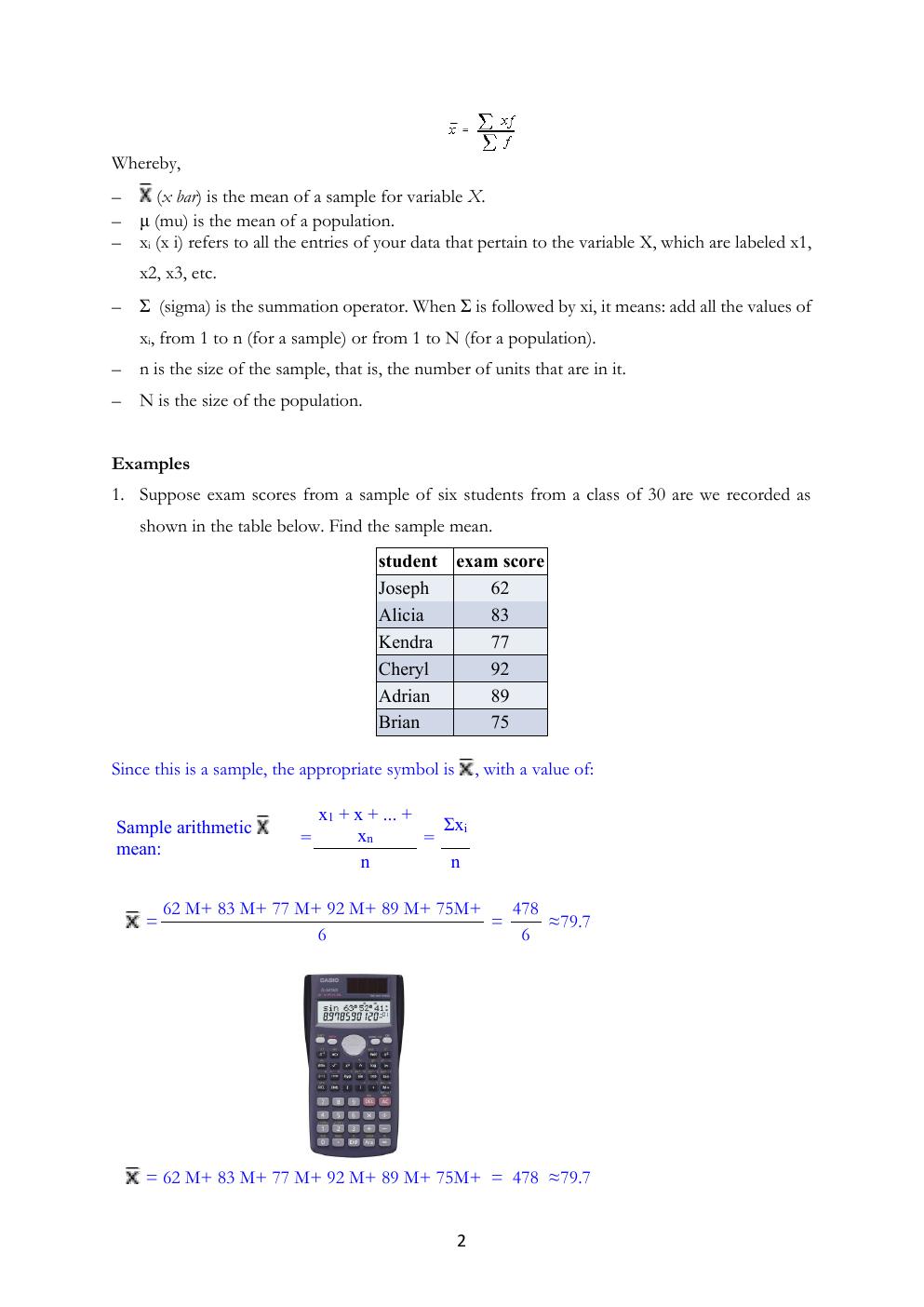Preview page 2 of Measures of Central Tendency LESSON 1