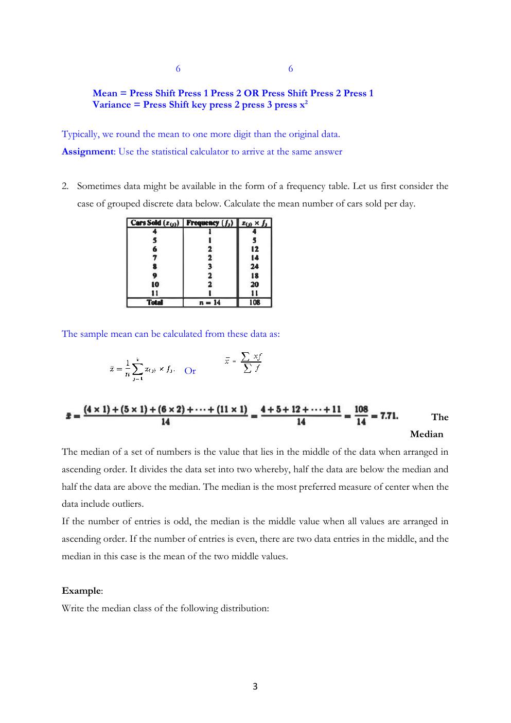 Preview page 3 of Measures of Central Tendency LESSON 1