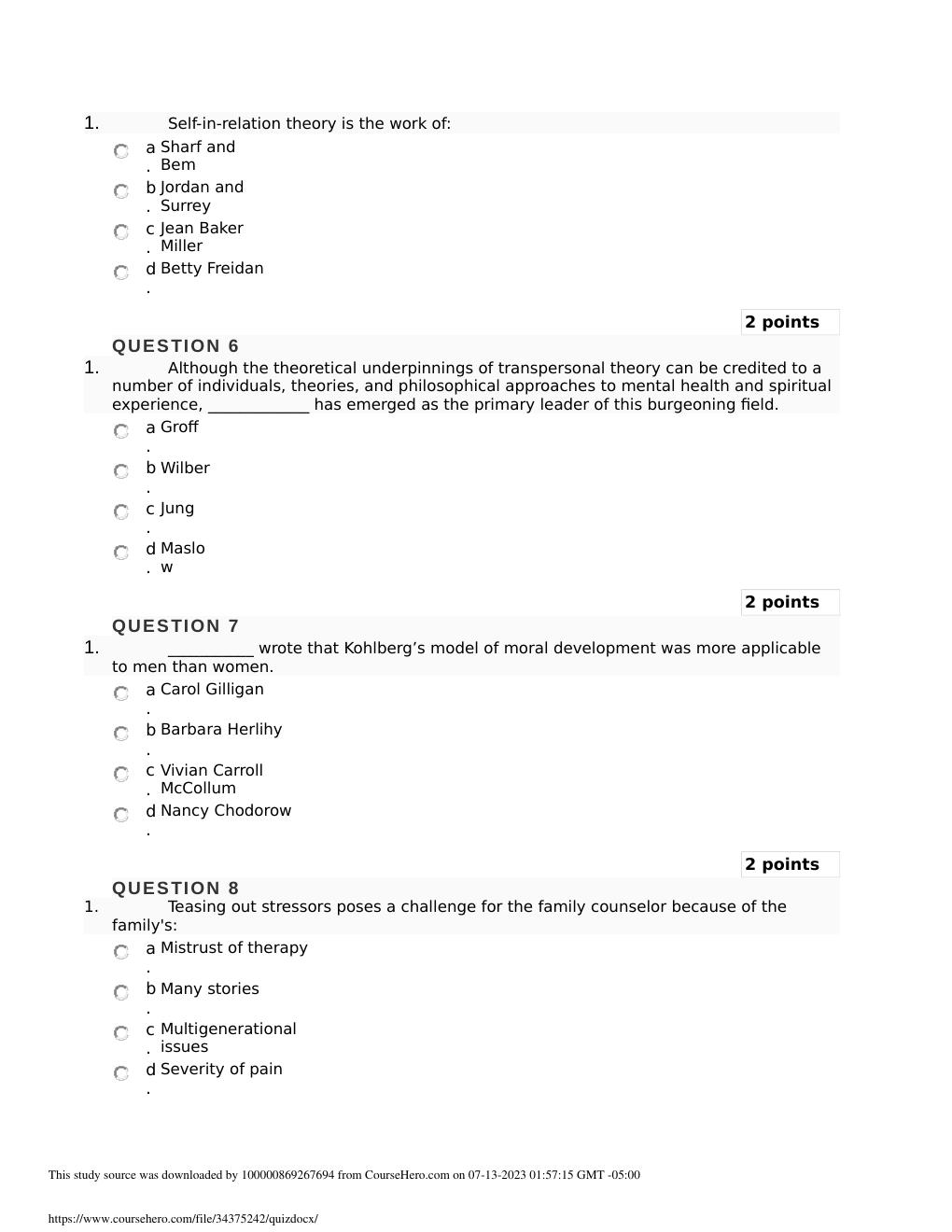Preview page 2 of PSYC 250 SAMPLE QUIZ 2022-2023