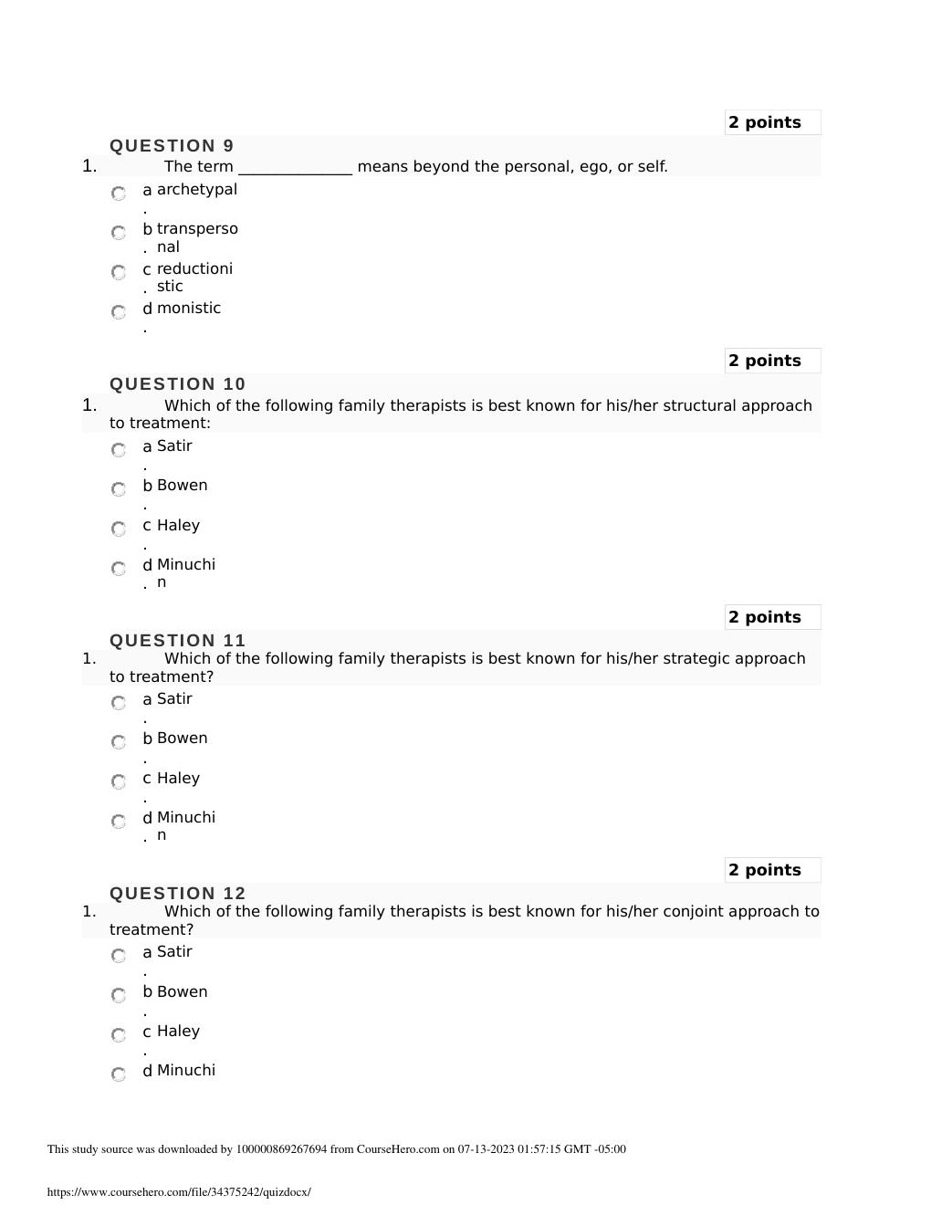 Preview page 3 of PSYC 250 SAMPLE QUIZ 2022-2023