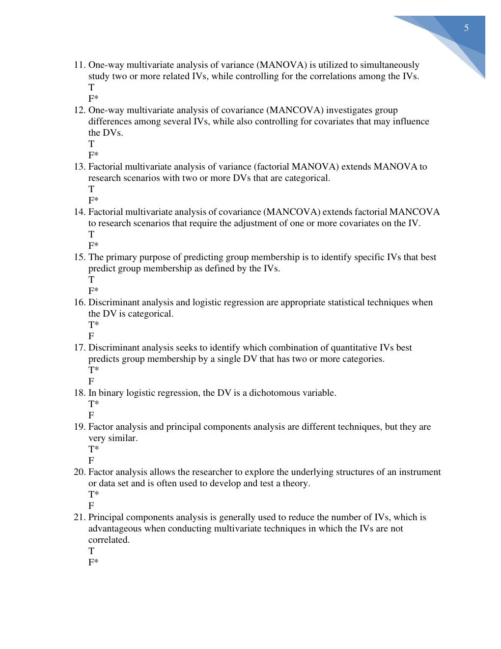 Preview page 5 of TEST BANK for Advanced and Multivariate Statistical Methods, 6th Edition By Craig Mertler | All Chapters 1-11