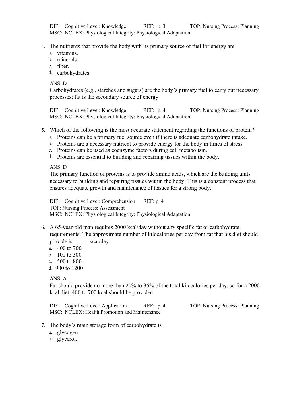 Preview page 3 of Test Bank For Basic Nutrition Diet Therapy 16th edition by Staci Nix MS, RD, CD