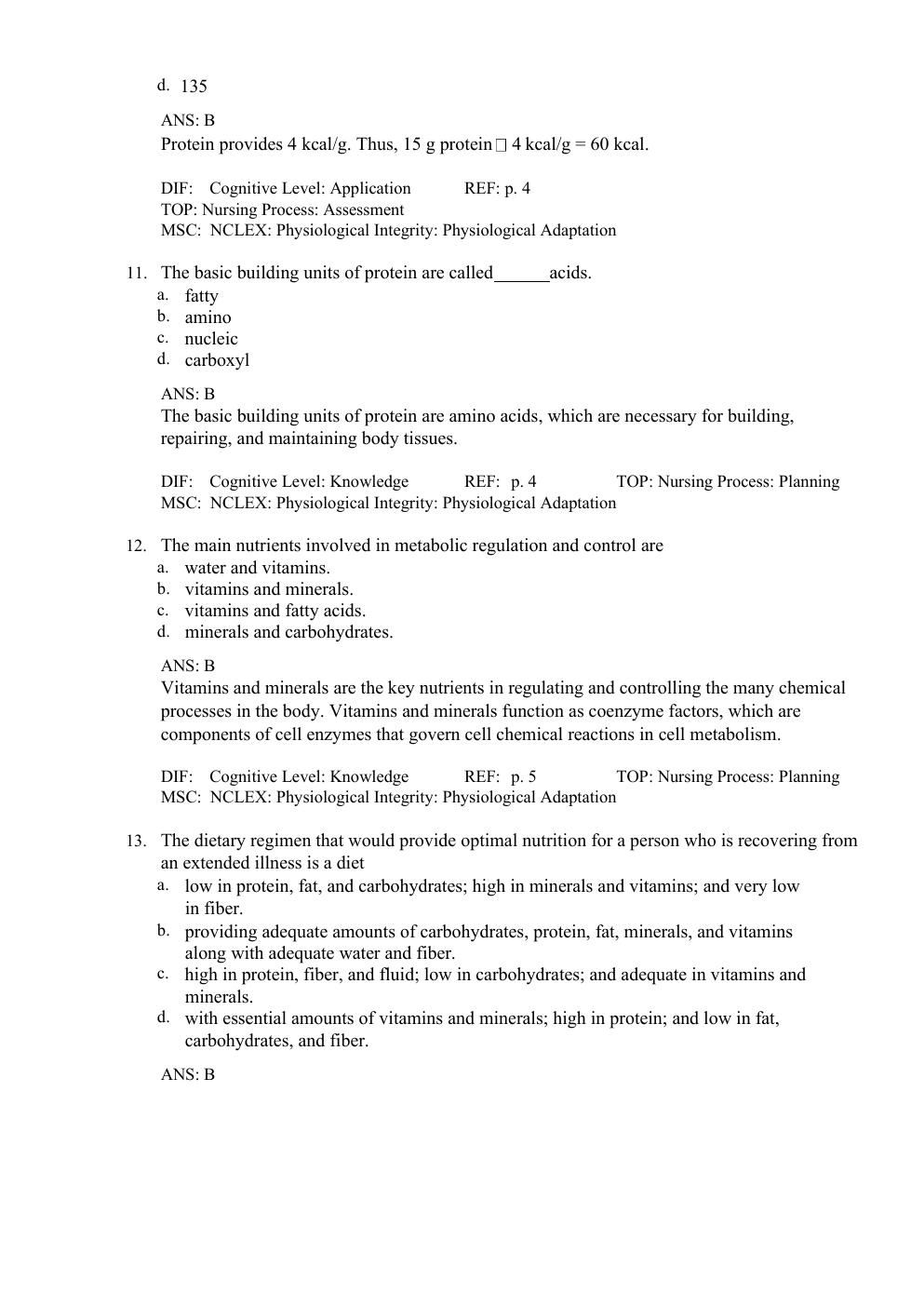 Preview page 5 of Test Bank For Basic Nutrition Diet Therapy 16th edition by Staci Nix MS, RD, CD