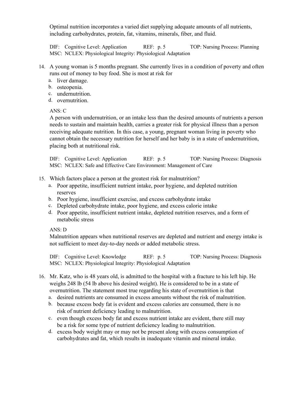 Preview page 6 of Test Bank For Basic Nutrition Diet Therapy 16th edition by Staci Nix MS, RD, CD