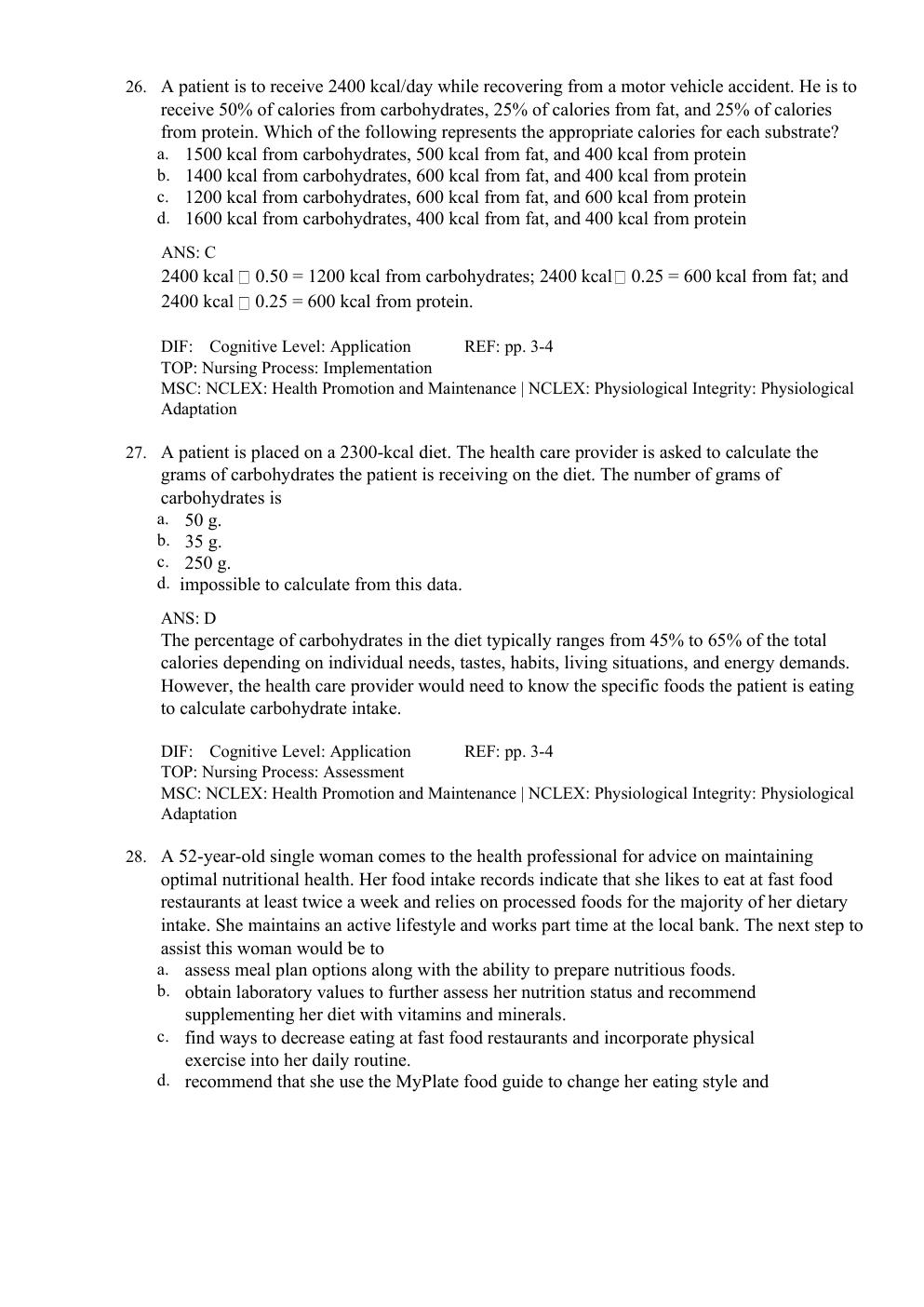 Preview page 10 of Test Bank For Basic Nutrition Diet Therapy 16th edition by Staci Nix MS, RD, CD