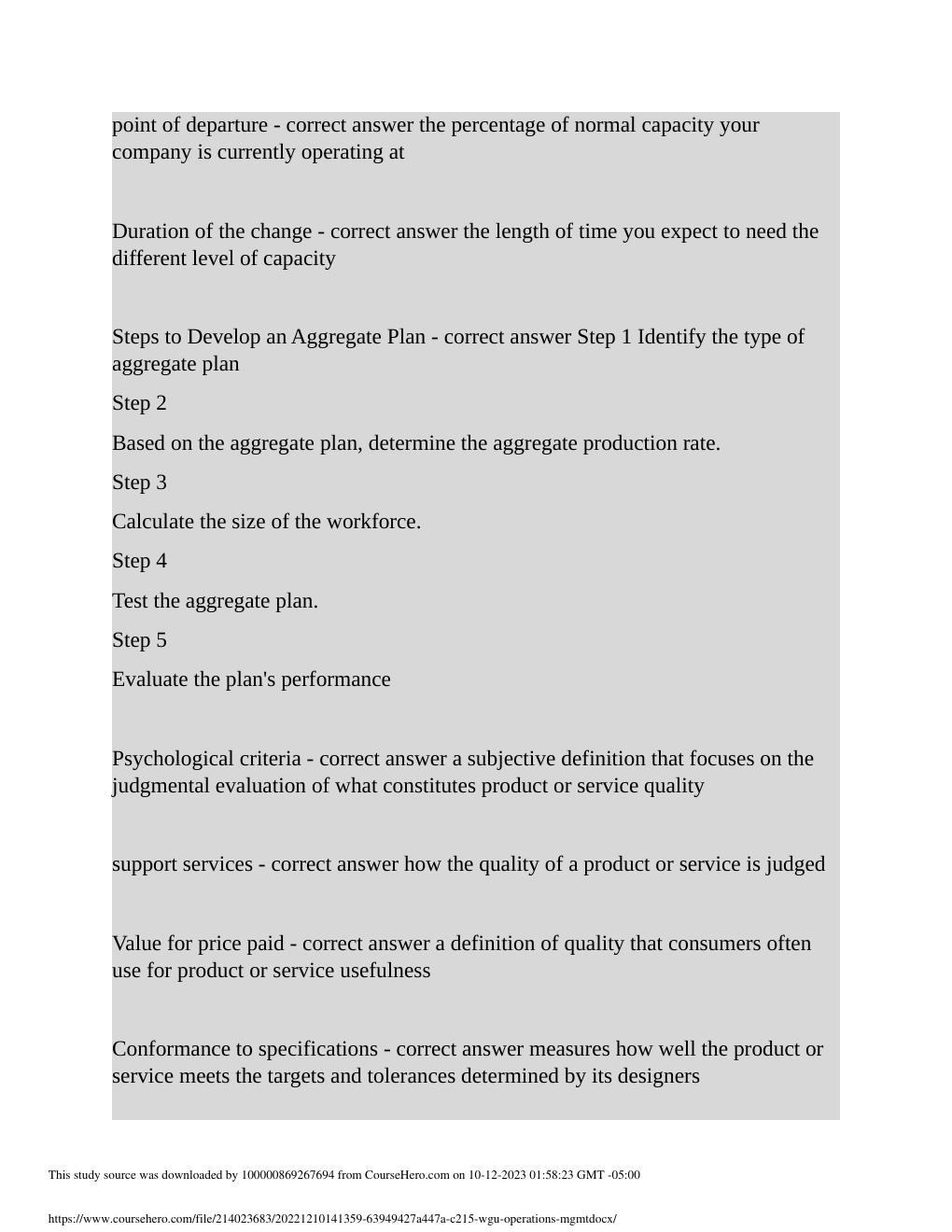 Preview page 3 of C215 WGU Operations Mgmt.- Post Exam correctlyanswered 2023