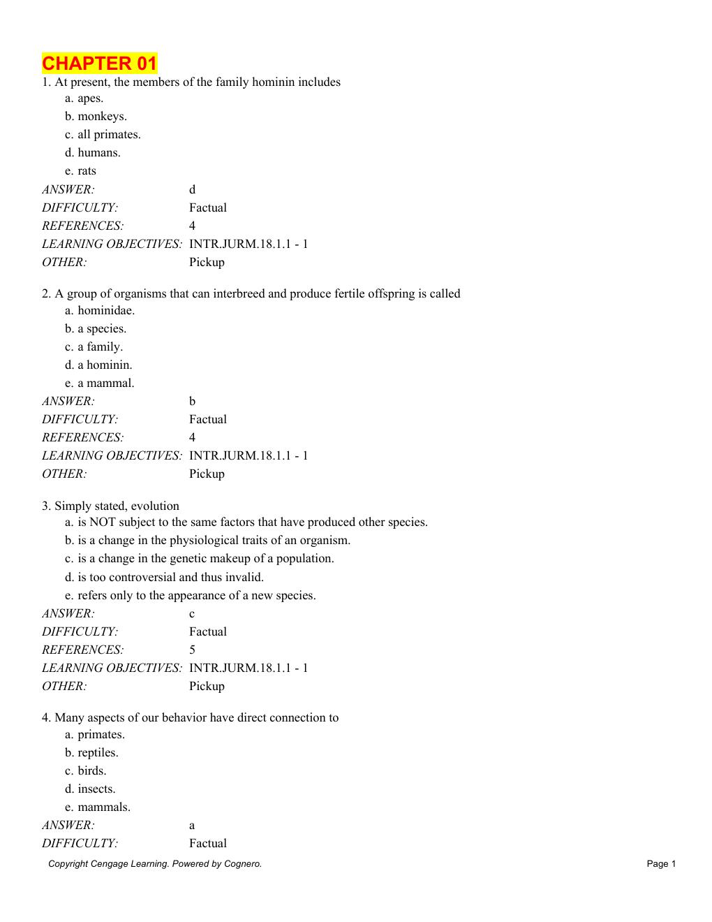 Preview page 2 of Introduction to Physical Anthropology 15th Edition Test Bank