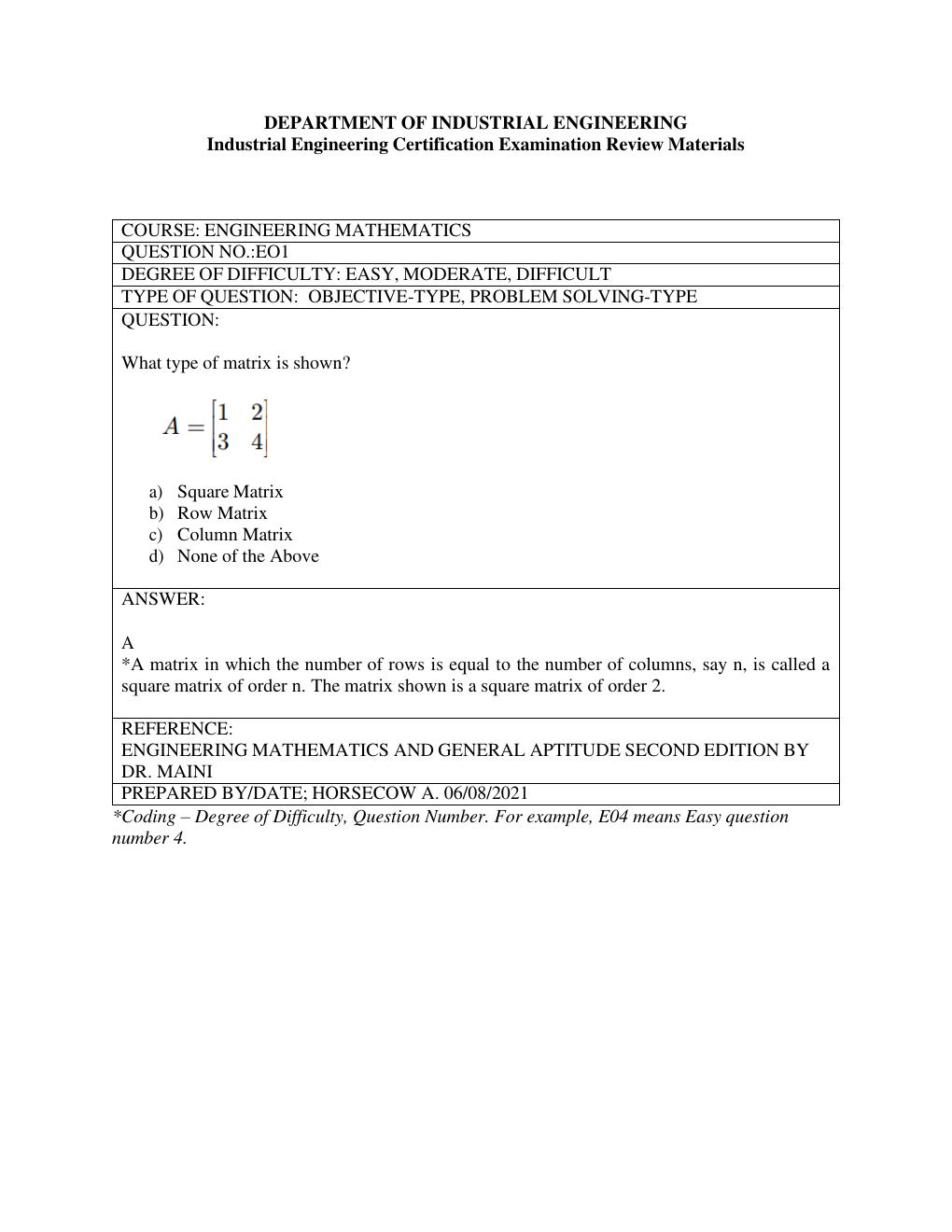 Preview page 2 of Industrial Engineering Certification Examination Review Materials