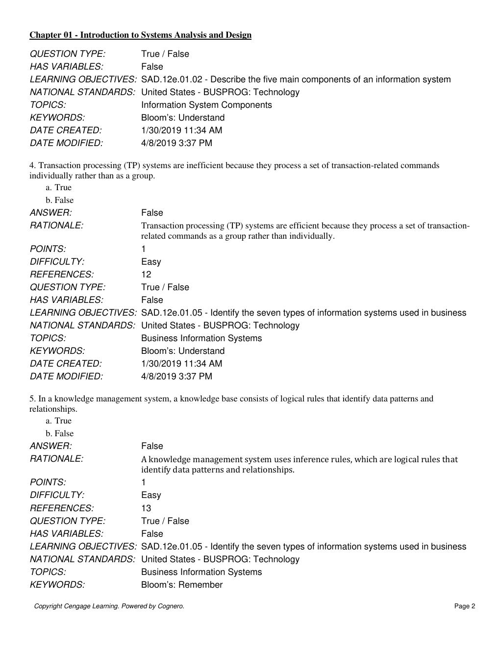 Preview page 2 of TEST BANK for Systems Analysis and Design 12th Edition By Scott Tilley (Test Bank All Chapters,)