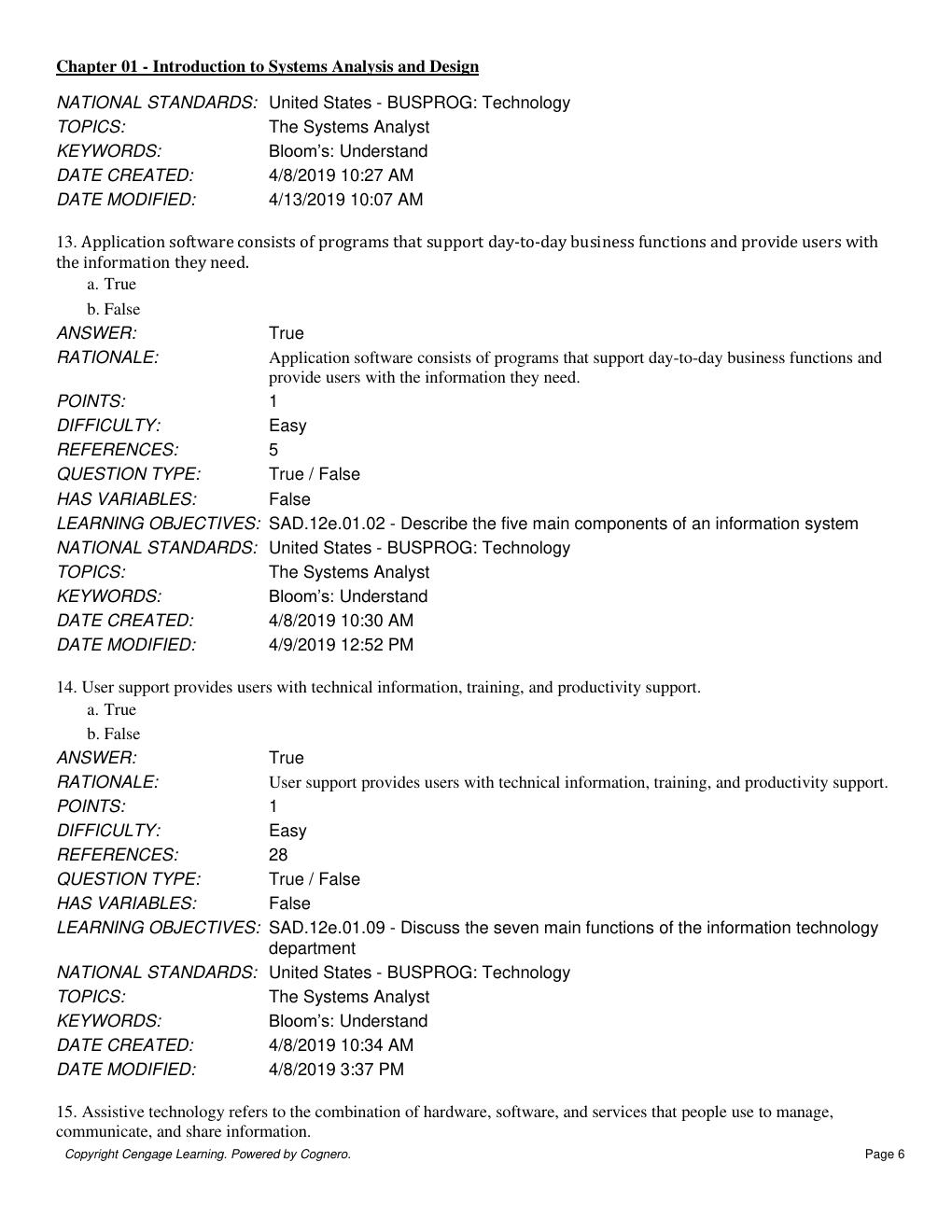 Preview page 6 of TEST BANK for Systems Analysis and Design 12th Edition By Scott Tilley (Test Bank All Chapters,)