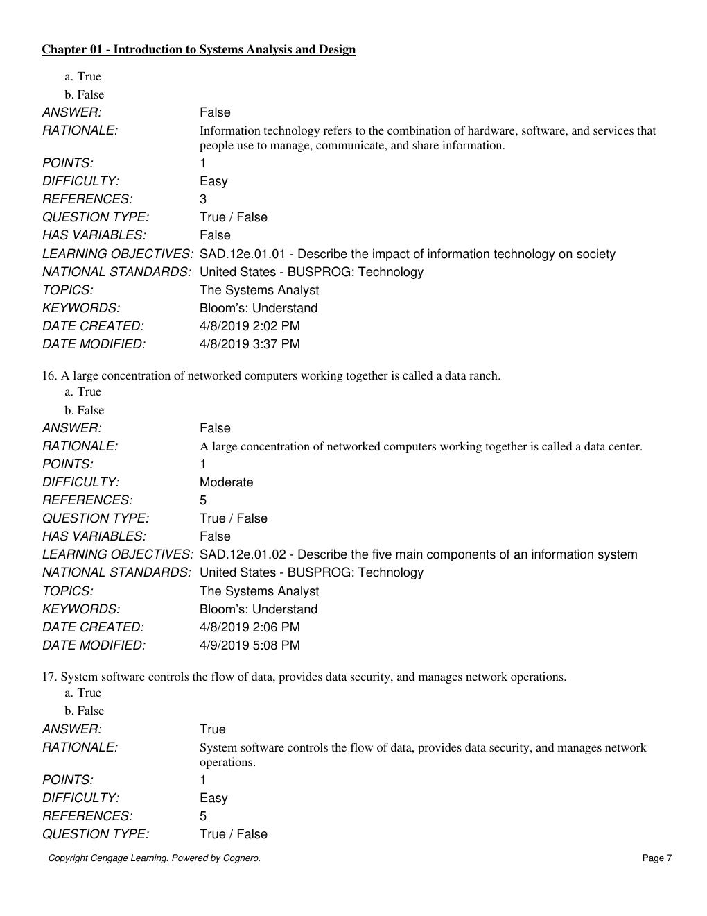 Preview page 7 of TEST BANK for Systems Analysis and Design 12th Edition By Scott Tilley (Test Bank All Chapters,)