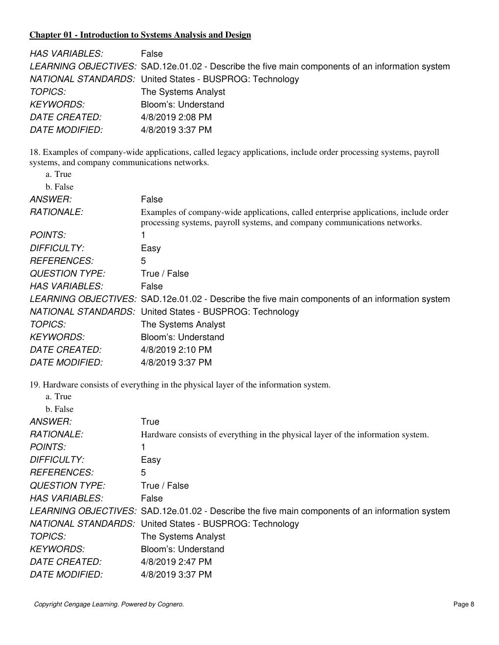 Preview page 8 of TEST BANK for Systems Analysis and Design 12th Edition By Scott Tilley (Test Bank All Chapters,)