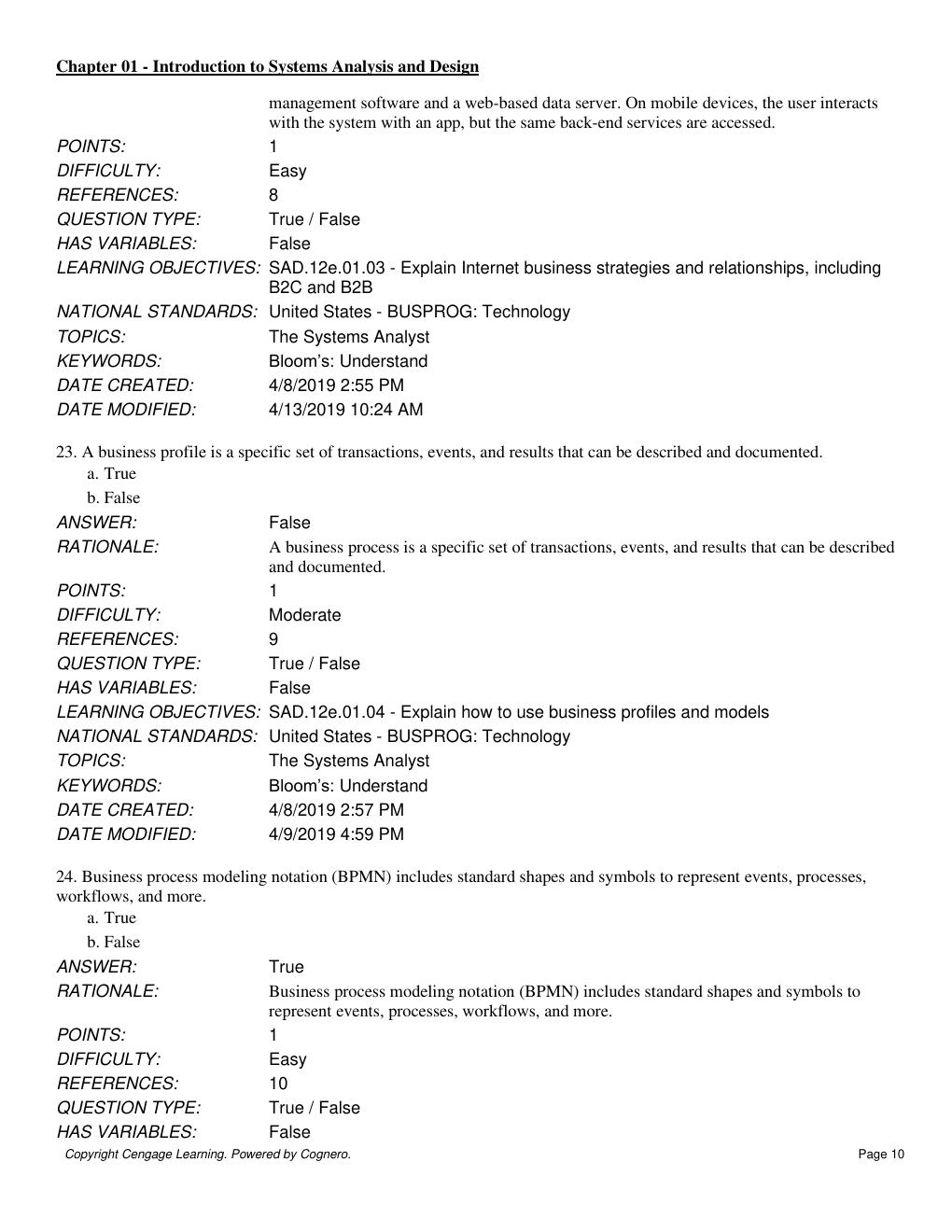 Preview page 10 of TEST BANK for Systems Analysis and Design 12th Edition By Scott Tilley (Test Bank All Chapters,)
