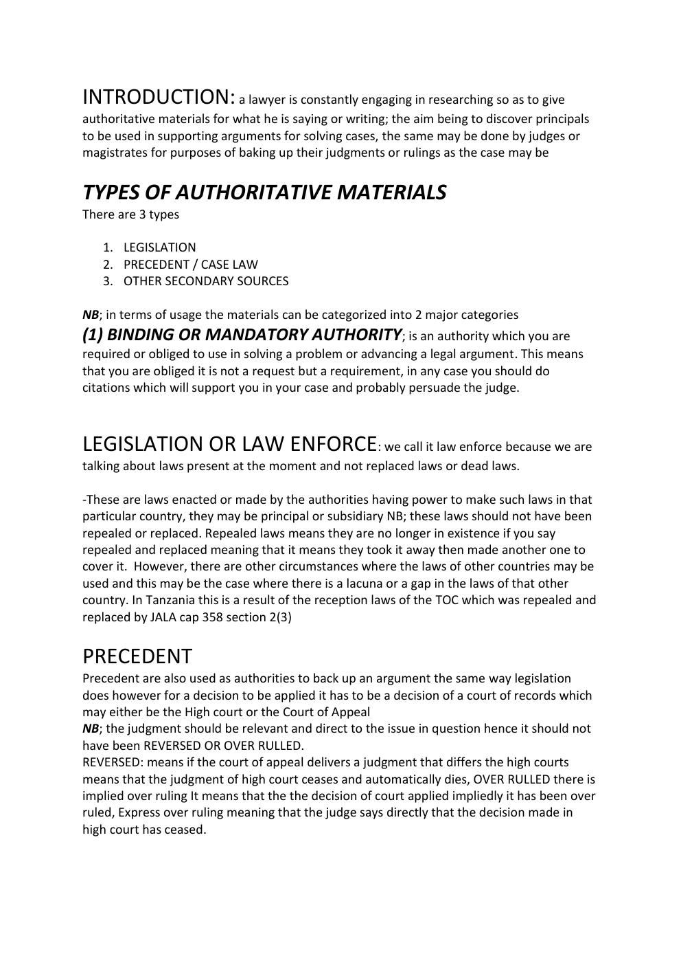 Preview page 7 of LEGAL METHODS Nature, classification and sources of law It aims at equipping a law student with different skills that wi