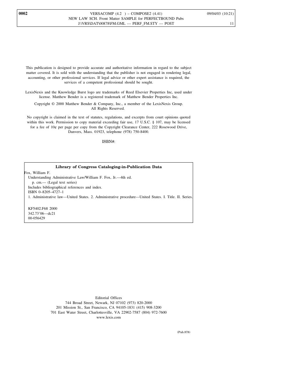 Preview page 2 of UNDERSTANDING ADMINISTRATIVE LAW FOURTH EDITION By William F. Fox, Jr.