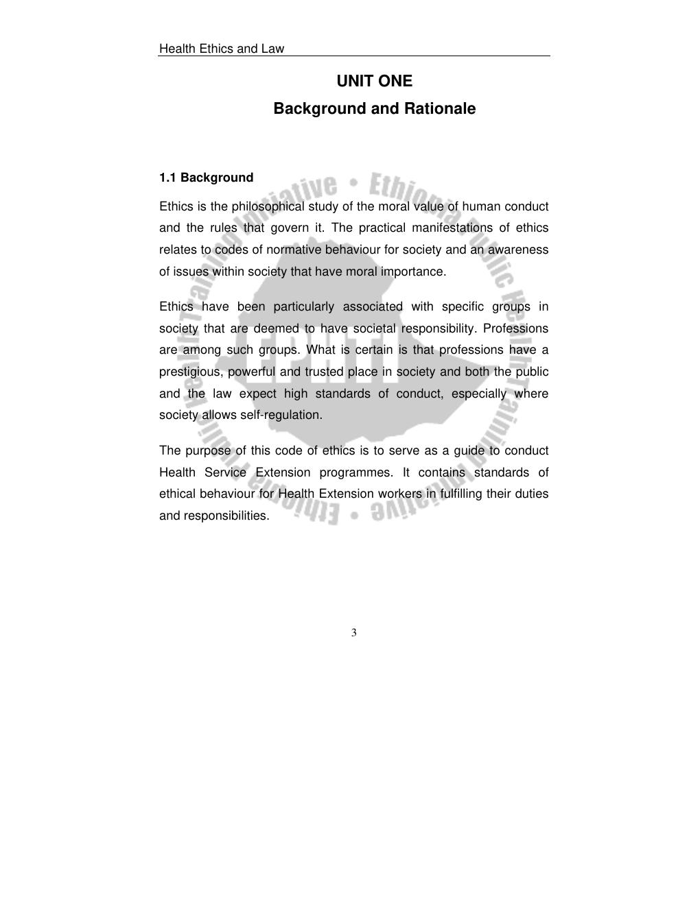 Preview page 7 of Health Ethics and Law For Health Extension Workers LECTURE NOTES