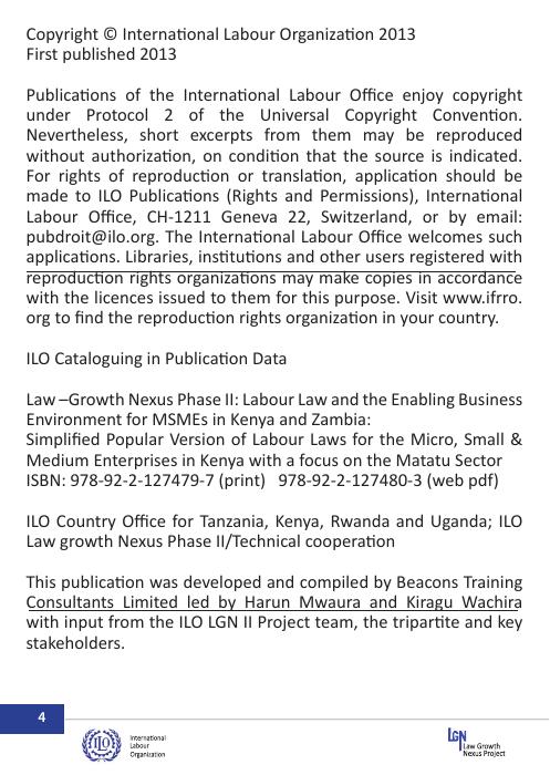Preview page 4 of LABOUR LAWS Simplified Popular Version for the Micro, Small and Medium Enterprises in Kenya