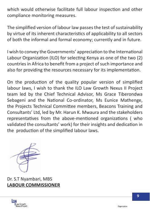 Preview page 9 of LABOUR LAWS Simplified Popular Version for the Micro, Small and Medium Enterprises in Kenya