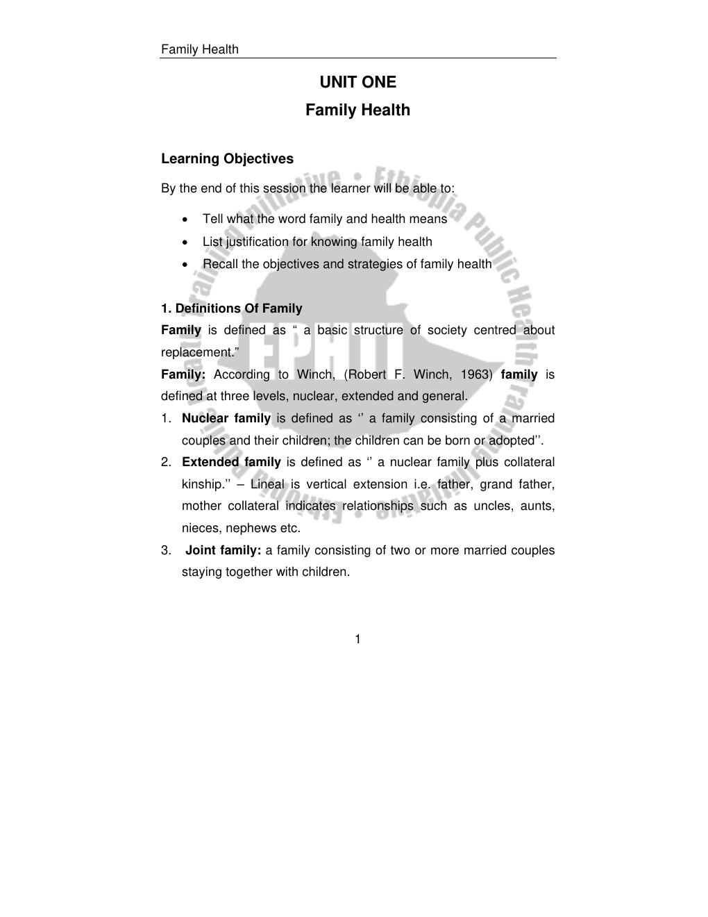 Preview page 3 of Family Health For Health Extension Workers LECTURE NOTES