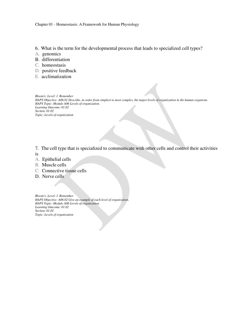 Preview page 4 of Test Bank For Human Physiology 16th Edition Stuart Fox