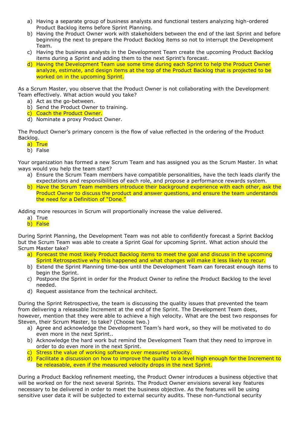 Preview page 2 of Professional Scrum Master Certification Exam (Answers Provided) NEW!!