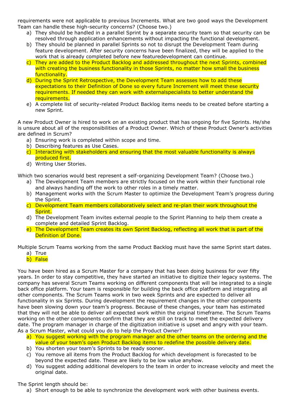 Preview page 3 of Professional Scrum Master Certification Exam (Answers Provided) NEW!!