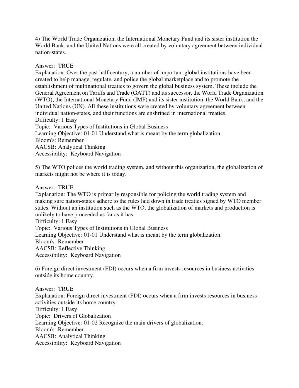 Preview page 2 of Global Business Today 11th Edition Hill Test Bank