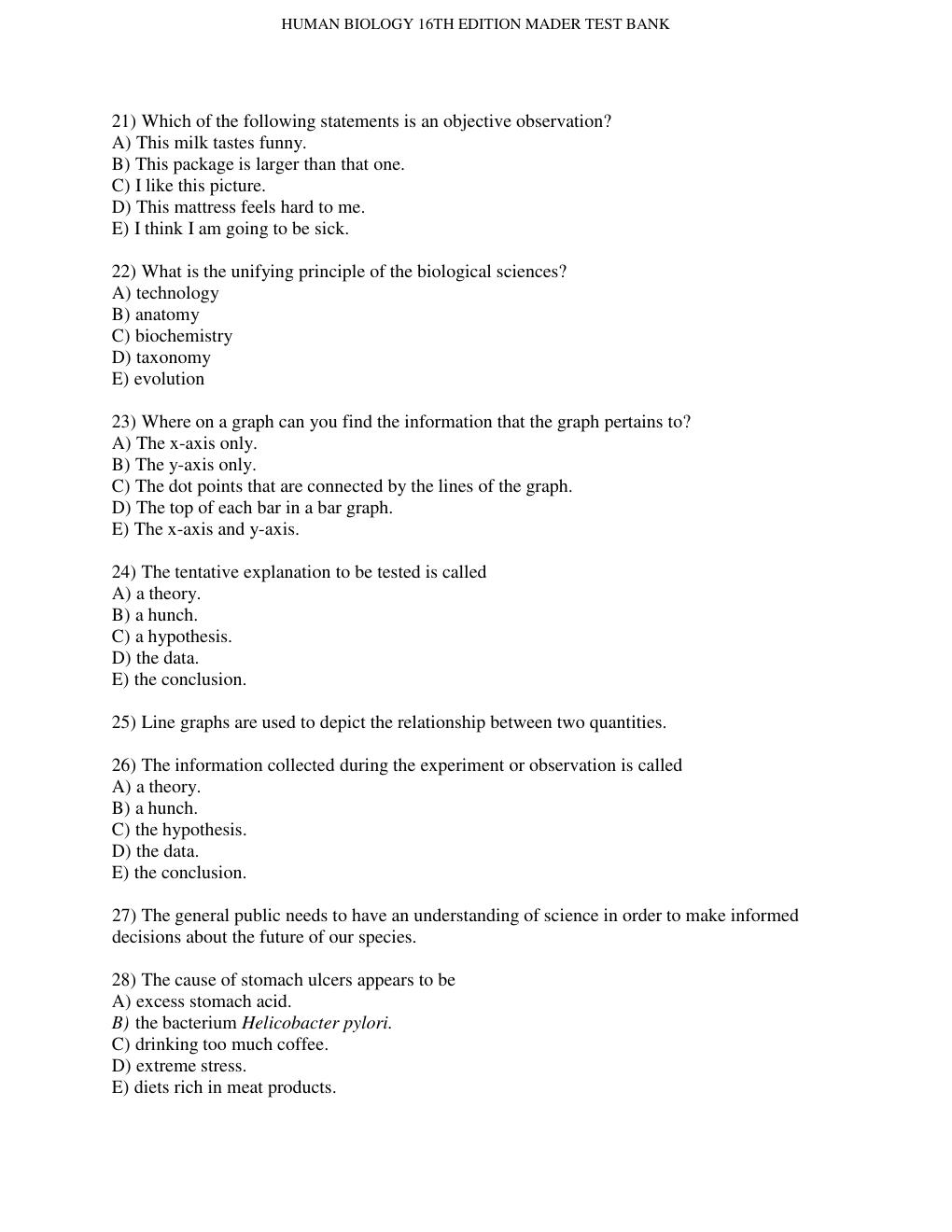 Preview page 4 of Test Bank for Human Biology 16th Edition bySylvia S. Mader, Michael Windelspecht