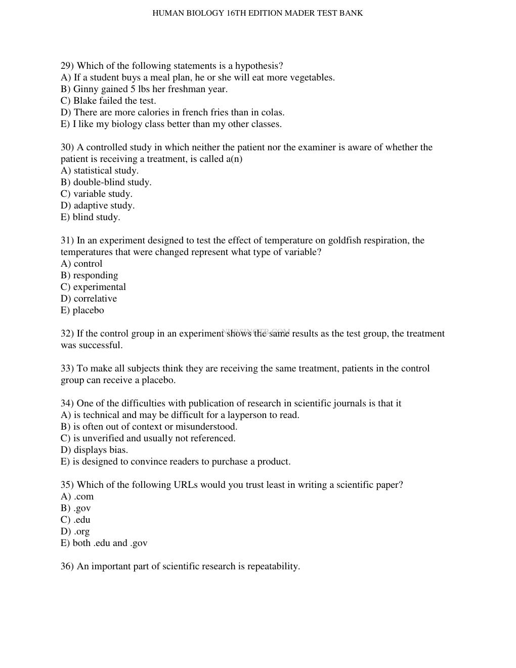 Preview page 5 of Test Bank for Human Biology 16th Edition bySylvia S. Mader, Michael Windelspecht