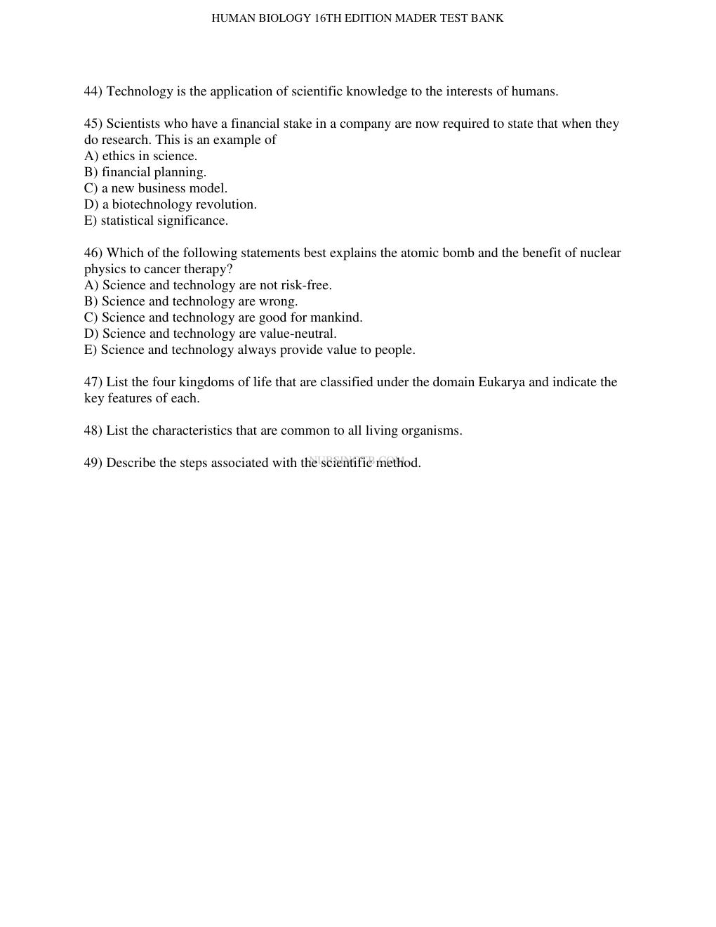 Preview page 7 of Test Bank for Human Biology 16th Edition bySylvia S. Mader, Michael Windelspecht