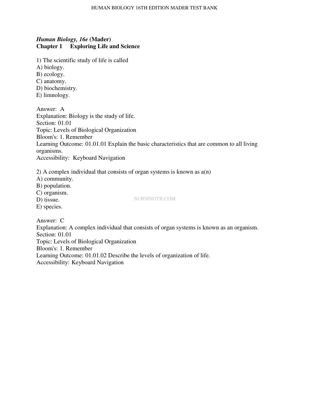 Preview page 8 of Test Bank for Human Biology 16th Edition bySylvia S. Mader, Michael Windelspecht