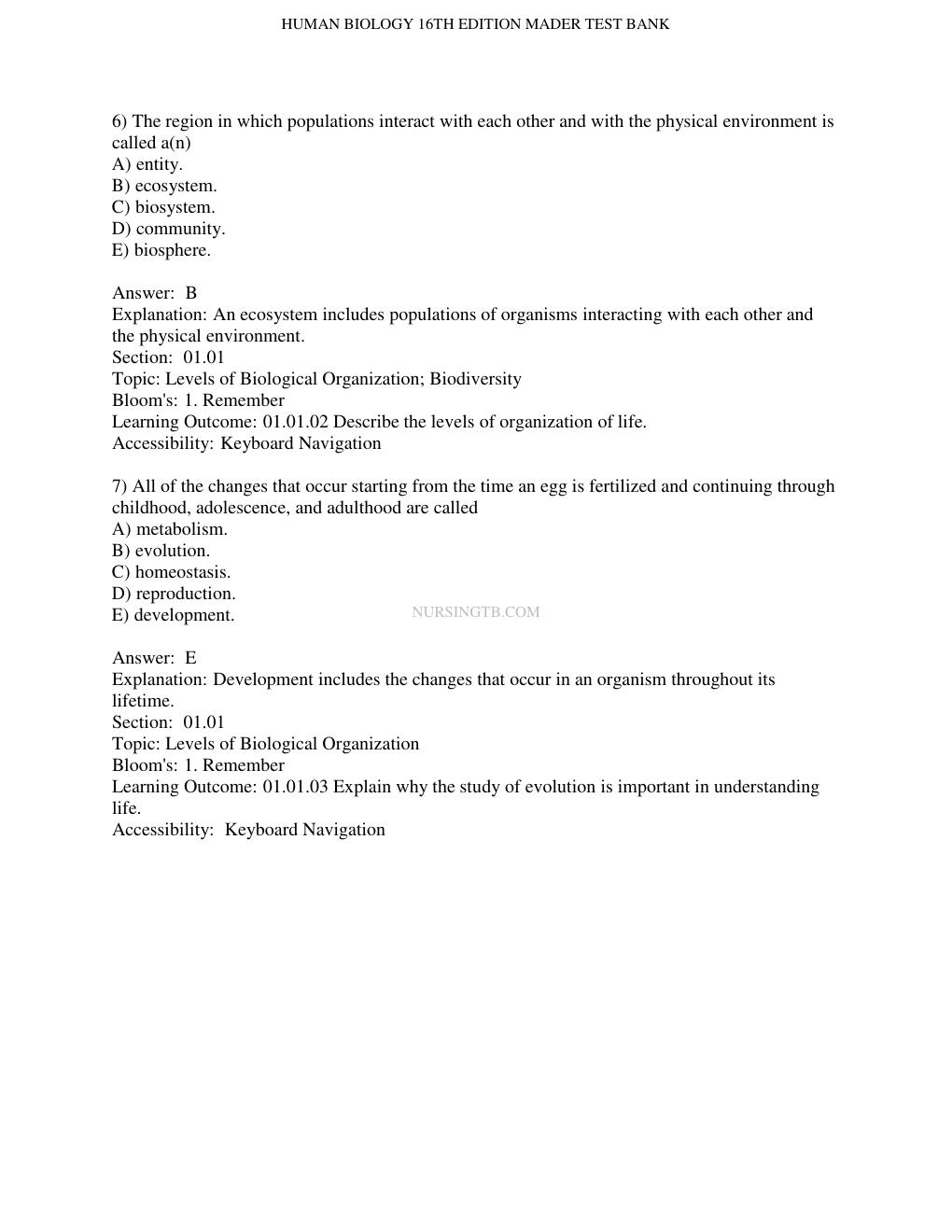 Preview page 10 of Test Bank for Human Biology 16th Edition bySylvia S. Mader, Michael Windelspecht