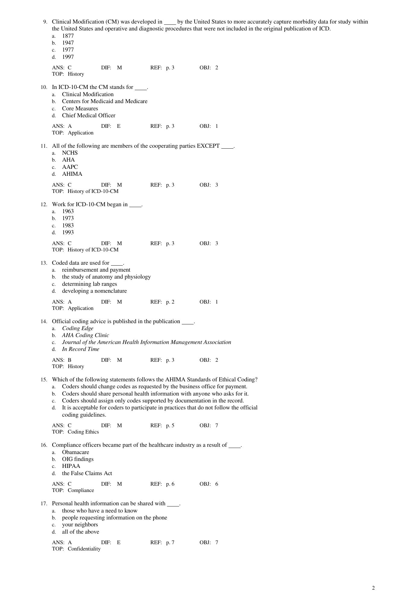 Preview page 2 of ICD 10 CM PCS Coding Theory and Practice 2021 2022 Edition Test Bank