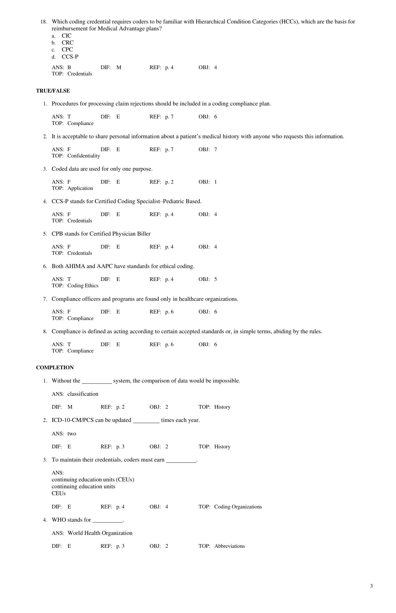 Preview page 3 of ICD 10 CM PCS Coding Theory and Practice 2021 2022 Edition Test Bank