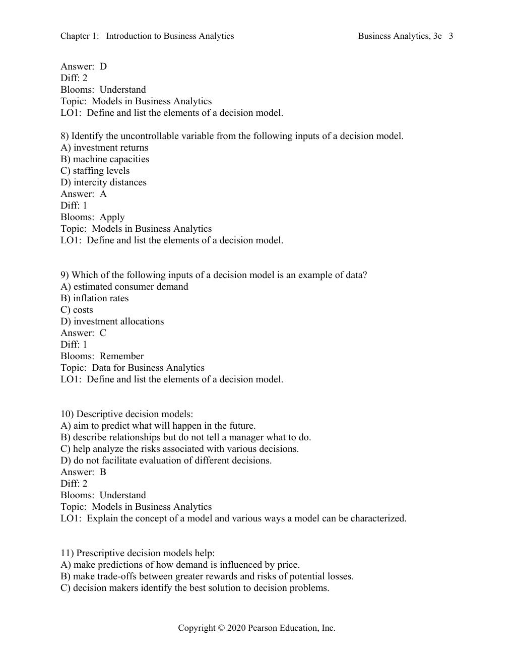Preview page 4 of Test Bank For Business Analytics 3rd Edition By James Evans