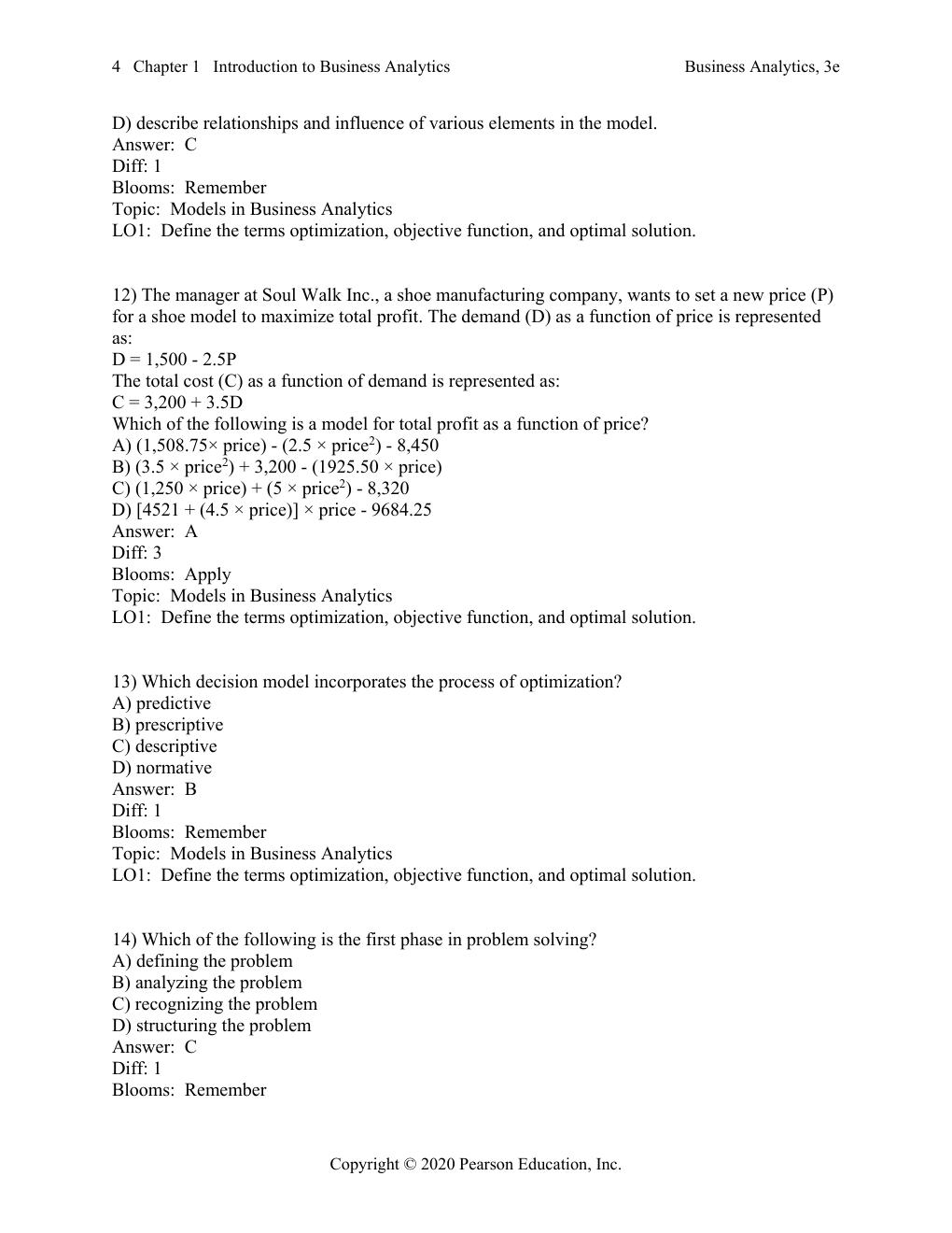 Preview page 5 of Test Bank For Business Analytics 3rd Edition By James Evans