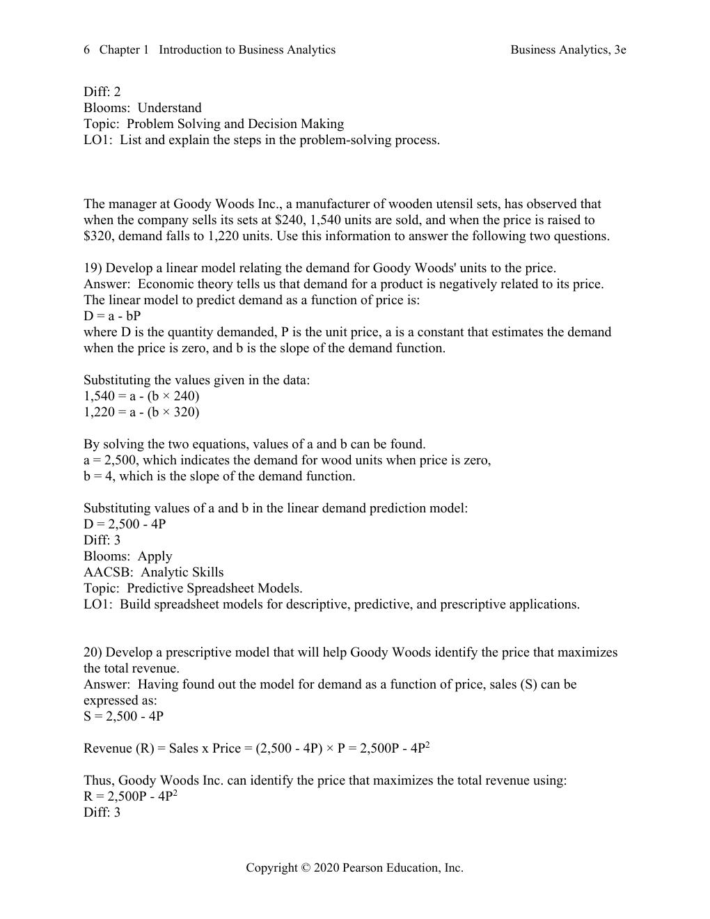 Preview page 7 of Test Bank For Business Analytics 3rd Edition By James Evans