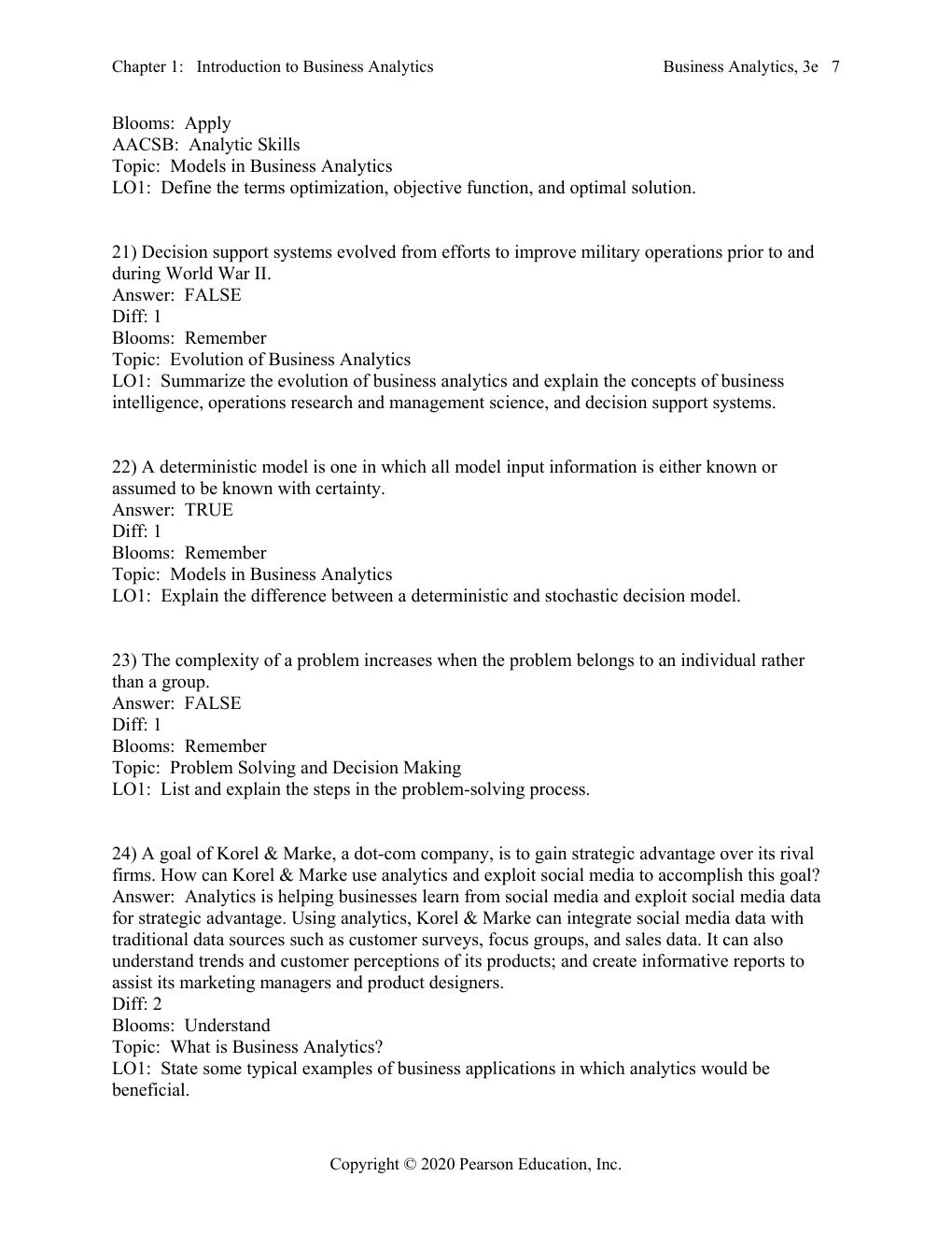 Preview page 8 of Test Bank For Business Analytics 3rd Edition By James Evans
