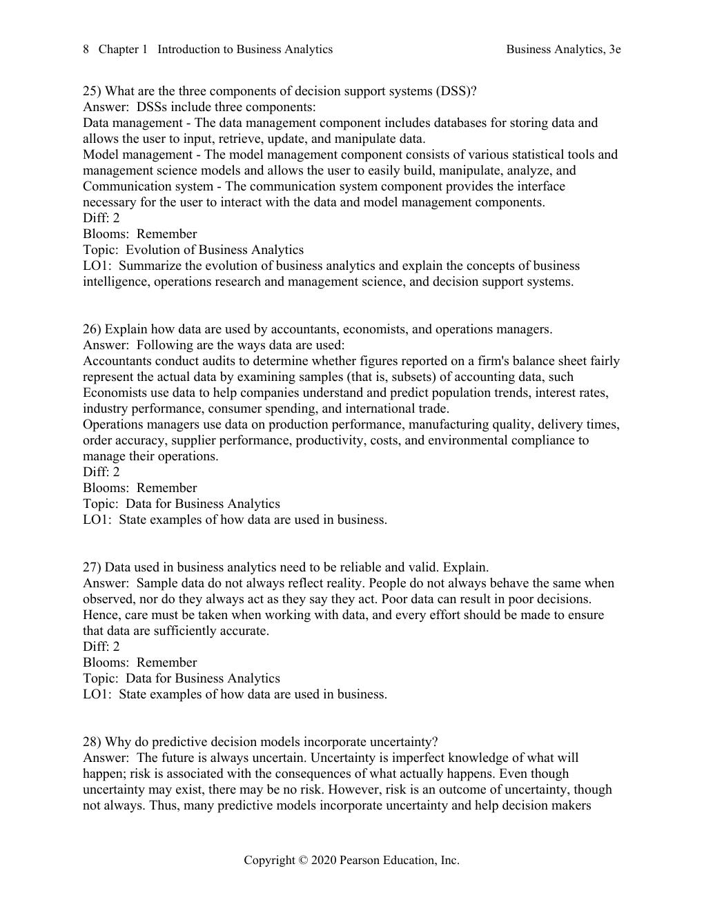 Preview page 9 of Test Bank For Business Analytics 3rd Edition By James Evans