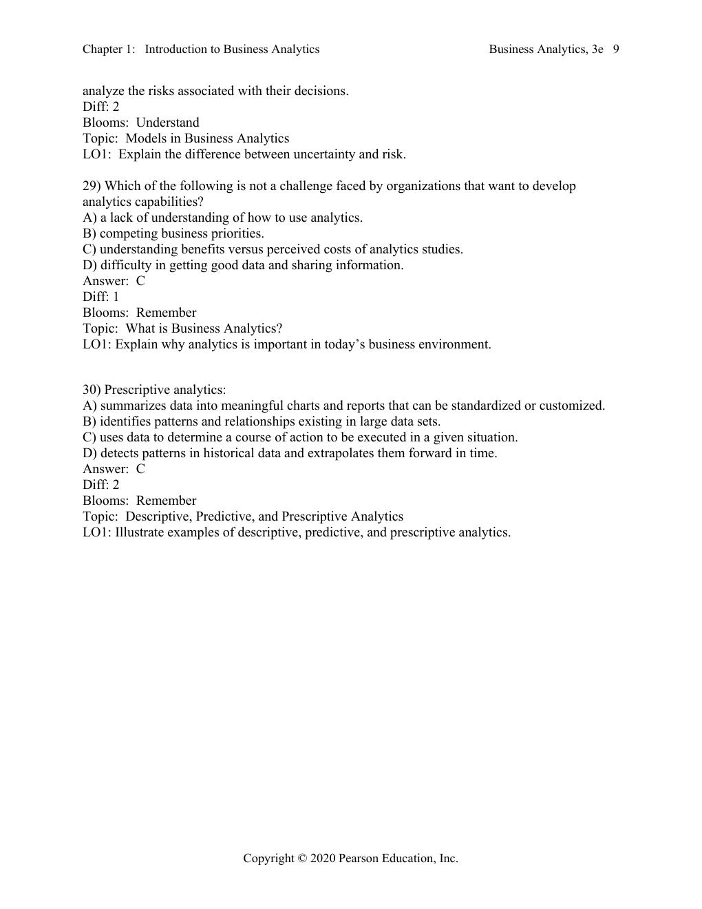 Preview page 10 of Test Bank For Business Analytics 3rd Edition By James Evans