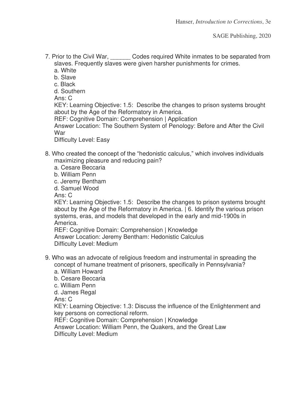 Preview page 4 of Test Bank For Introduction to Corrections 3rd Edition By Robert Hanser