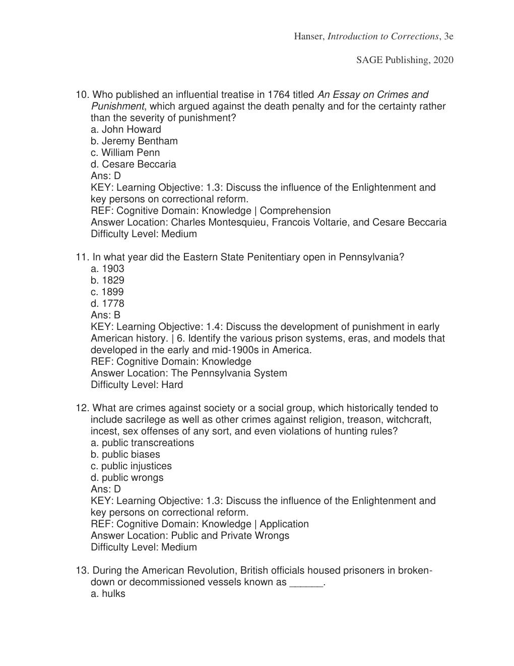 Preview page 5 of Test Bank For Introduction to Corrections 3rd Edition By Robert Hanser