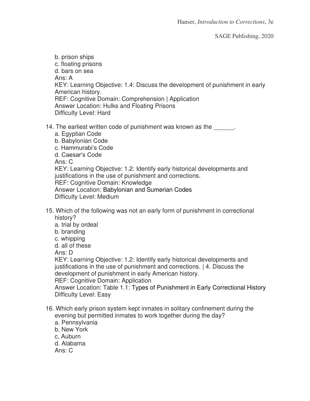 Preview page 6 of Test Bank For Introduction to Corrections 3rd Edition By Robert Hanser