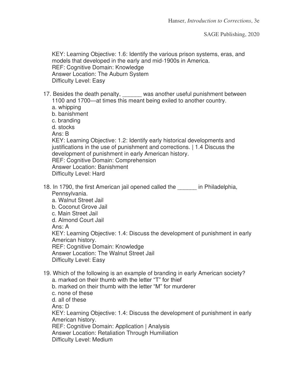Preview page 7 of Test Bank For Introduction to Corrections 3rd Edition By Robert Hanser