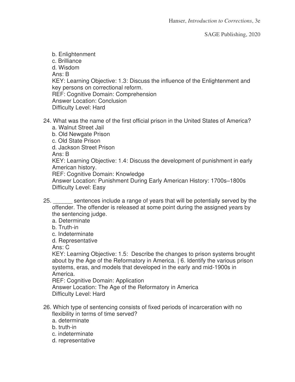 Preview page 9 of Test Bank For Introduction to Corrections 3rd Edition By Robert Hanser