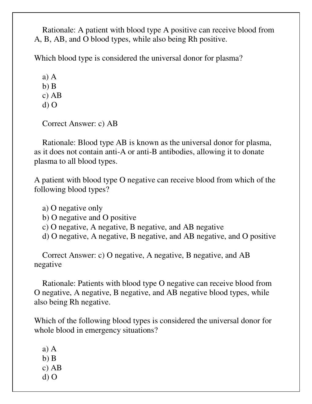 Preview page 3 of NURSING TRANSFUSION BLOOD TYPING & COMPATIBILITY REVIEW EXAM Q & A 2024